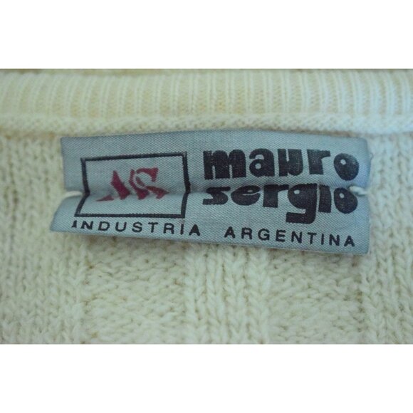 Vintage Cropped Cream Cardigan | 80's acrylic-wool cable knit sweater - Picture 8 of 10